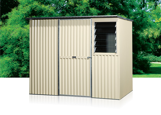 Image of a beige colored retro shed