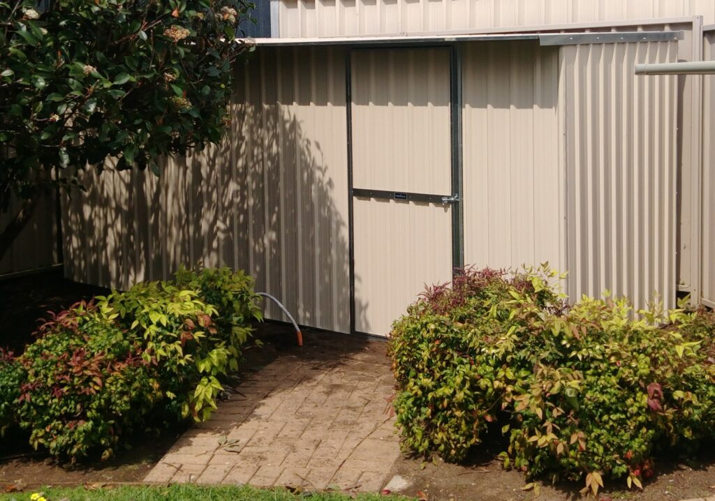 Image of an elevated outdare with a garden shed